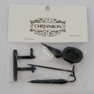Chrysnbon Black Miniature Hat Umbrella Cane Accessory Set